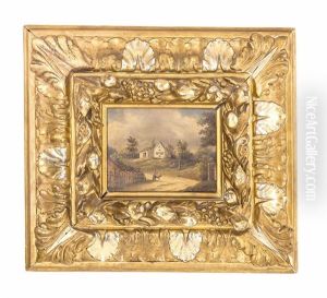 Oberrheinlandschaft Mit Personenstaffage (+ Landliche Idylle Mit Gehoft Und Ziegenmadchen; 2 Works) by Johann Sutterlin