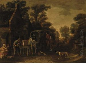 Watering The Horses At A Country Inn by Reyer Claesz Suycker