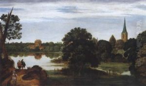Bewaldete Fluslandschaft Mit Reisenden by Reyer Claesz Suycker