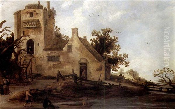 A Landscape With Cottages On The Banks Of A River - view 1