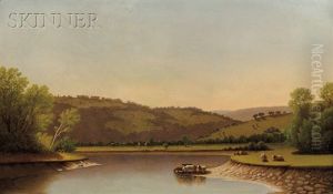 Landscape With Cattle Watering by James Augustus Suydam