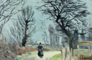 Le Pont D'epinay En Automne by Leon Suzanne