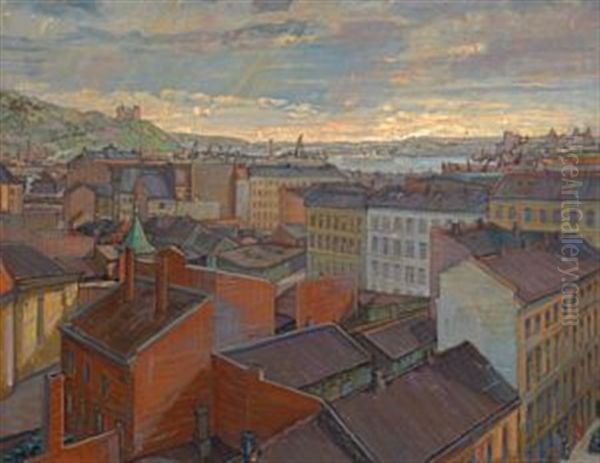 Utsyn Fra Enerhaugen Over Oslo Med Havnen - view 1