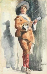 A Study Of A Figure With A Lute by Zdenka Braunerova