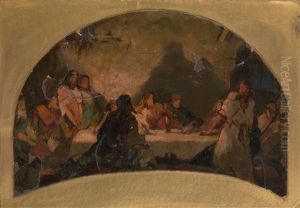 The Raising Of Lazarus, The Last Supper And The Agony In The Garden, Studies For The Wall Panels Of St Vladimir's Cathedral In Kiev (3) by Paul A. Svedomsky