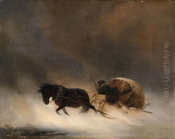 A Carriage In A Snowstorm - view 1