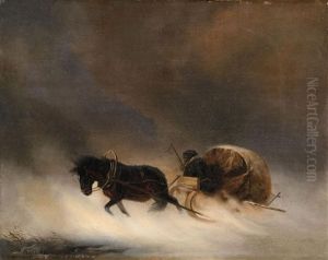 A Carriage In A Snowstorm by Nikolai Egorovich Sverchkov