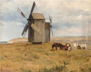 Windmill On The Plain by Sergei Ivanovich Svetoslavsky