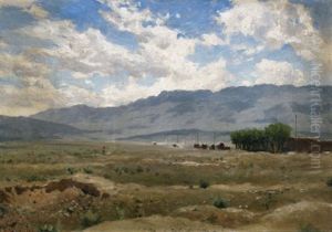 Weite Steppenlandschaft Vor Dem Kaukasischen Gebirge