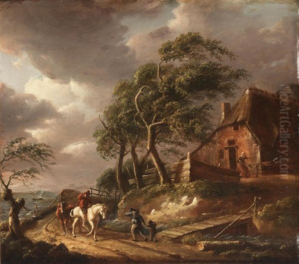 A Stormy Landscape With Figures On A Country Path - view 1