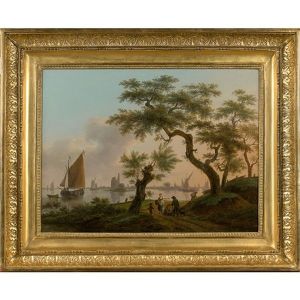 Vue D'un Estuaire Avec Des Paysans