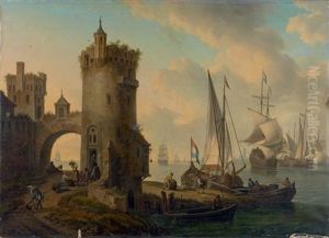 Vue D'un Port Avec Des Pecheurs Vue D'un Port Avec Des Pecheurs