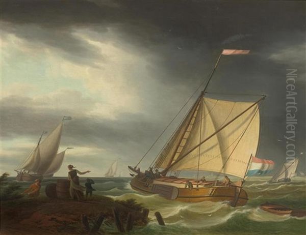 Dutch Ships On A Stormy Sea - view 1