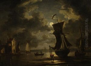 Boats In The Moonlight by Francis Swaine