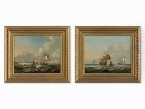 Shipping Off Dover/men O"war by Francis Swaine