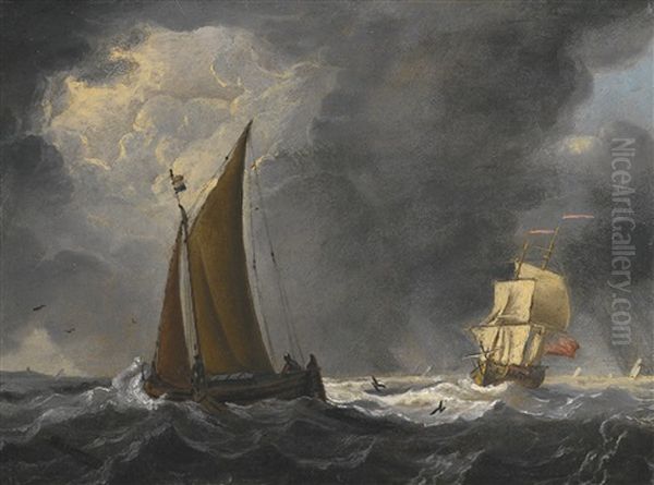 Fishing Boats In An Estuary; And Shipping In A Storm - view 1