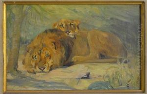 Lion And Lioness by Cuthbert Edmund Swan