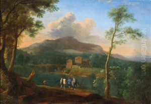 A Southern Mountain Landscape With Travellers by Herman Van Swanevelt