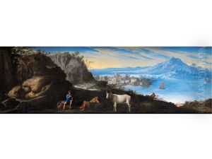Paesaggio Con Pastori, Una Mucca E Un Villaggio Costiera Sullo Sfondo  (landschaft Mit Hirten, Einer Kuh Und Einem Kustendorf)