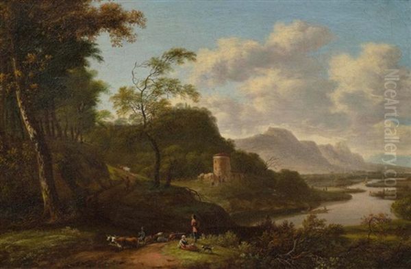 Weite Flusslandschaft Mit Figuren Im Vordergrund - view 1
