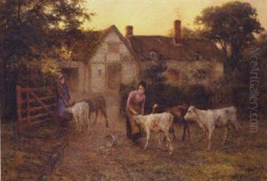 Feeding The Calves by Harold Swanwick