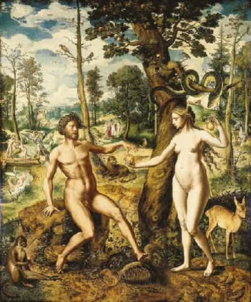 The Temptation, With The Rebuque And The Expulsion From The Garden Of Eden Beyond - view 1