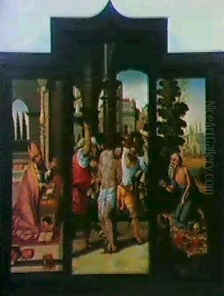 Altartryptichon. (flugel Je 59 X 21cm) - view 1