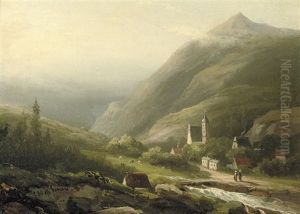 Along An Alpine River by Cristianus Hendricus de Swart