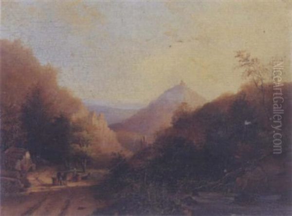 Figures And A Horse In A Mountain Path - view 1