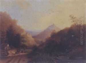 Figures And A Horse In A Mountain Path