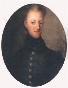 Portratt Av Karl Xii Kladd I Bla Uniformsrock