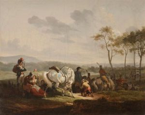 La Halte Du Convoi Militaire by Edouard Swebach