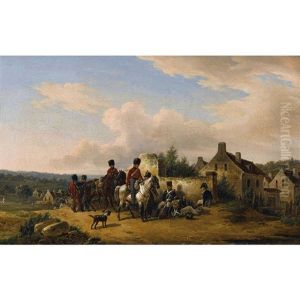 Franzosische Soldaten Vor Gehoft by Edouard Swebach
