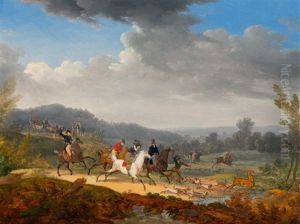 Scene De Chasse Au Cerf by Jacques Francois Joseph Swebach-Desfontaines