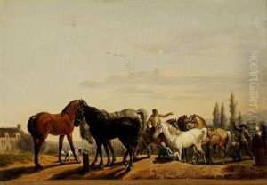 Gegenstucke: "marche Aux Cheveaux" by Jacques Francois Joseph Swebach-Desfontaines