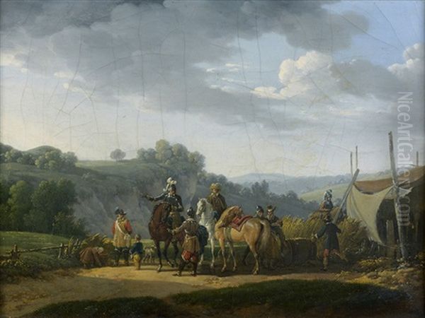 La Halte Des Cavaliers Et La Rencontre Entre Une Lavandiere Et Un Palefrenier (pair) - view 1