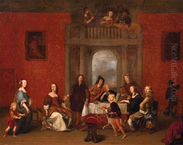 A Group Portrait Of A Family In An Elegant Interior - view 1