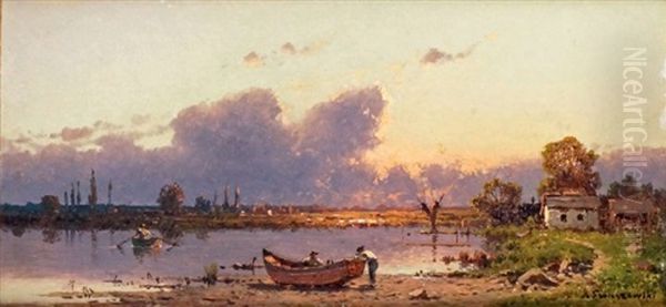 Pecheurs Au Soleil Couchant - view 1