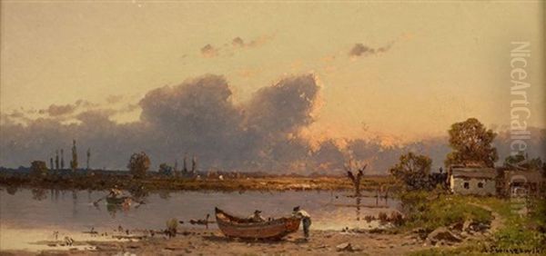 Barque Au Bord D'un Etang - view 1