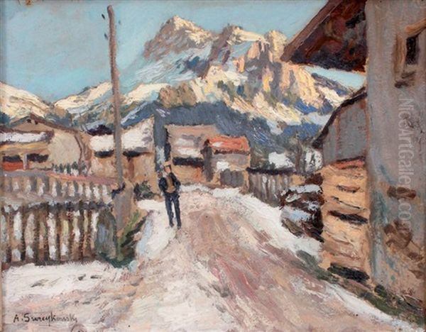 Promenade Dans Un Village De Montagne Enneige - view 1
