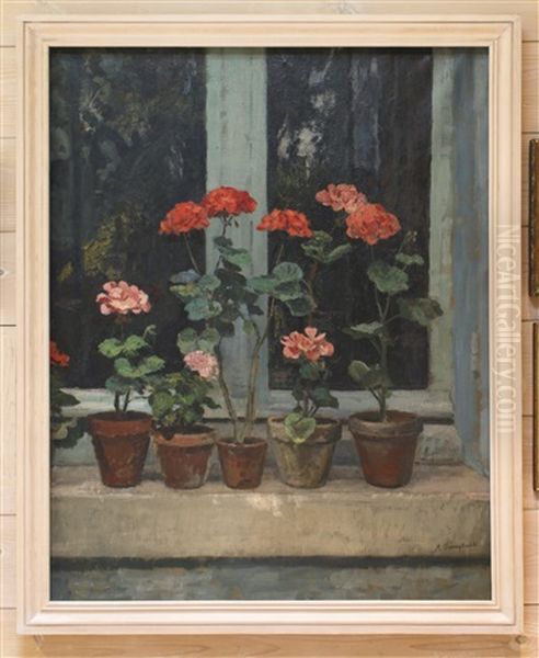 Geraniums On A Windowsill - view 1