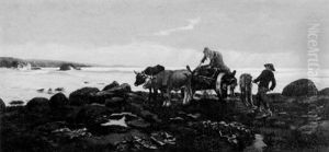 Seaweed Gatherers, Brittany by Clement Nye Swift