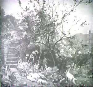 The Garden Feast/a Genre Scene With Pigs by Clement Nye Swift