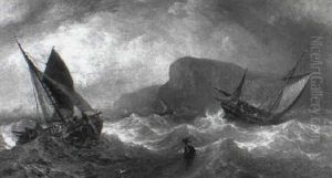 Fishing Vessels (off Whitby?) by John Warkup Swift