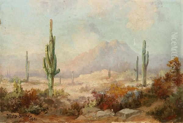 Desert Landscape With Cacti - view 1