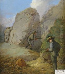 Herren Purgstall Bey Der Rast. Herren Purgstall Auf Der Lauer (pair) by Rudolph Swoboda the Elder