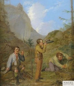 Herren Purgstall Bey Der Rast. Herren Purgstall Auf Der Lauer (pair) by Rudolph Swoboda the Elder