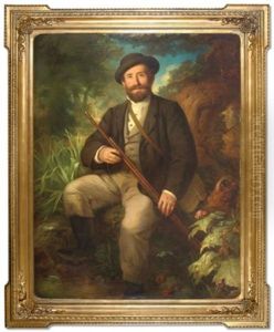 Self-portrait Seated At A River's Edge With A Fishing Pole by Rudolph Swoboda the Elder