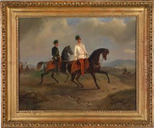 Kaiser Franz Joseph I. Von Osterreich Mit Seinem Generaladjutanten Karl Ludwig Graf Grunne by Rudolph Swoboda the Elder