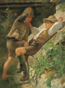 Balgende Knaben by Eduard Swoboda